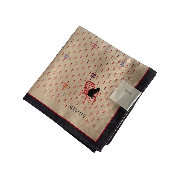 Celine Cotton Scarf – NWT – Cat & Chair Motif - Picture 2 of 9